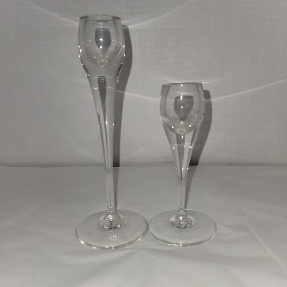 Rosenthal Graduating Pair clear Glass crystal marked Candlesticks Candle Glass